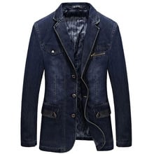 New Blazer Men Cotton Denim Smart Casual Men Jacket Slim Fit Suits Brand Clothing Plus Size M-XXXL 2024 - buy cheap