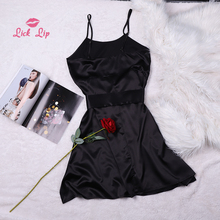 Женская однотонная одежда для сна Lick губ, черные пижамы с воротником на тонких бретельках, SWC4832-40 для девочек, лето 2019 2024 - купить недорого