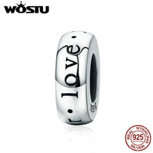 WOSTU Genuine 100% 925 Sterling Silver Forever Love Spacer Stopper Beads fit Wostu Original Charm Bracelet Jewelry Gift CQC595 2024 - buy cheap