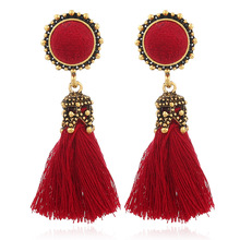 Small Tassel Earrings for Women Fashion Jewelry Bohemian Red Ball Statement Face Fringed Tiny Drop Earring Female Jewellery Gift 2024 - buy cheap