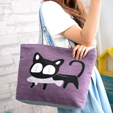 Special Cartoon Cat Fish Canvas Handbag Preppy School Bag for Girls Women's Handbags Shopping bag Cute Shoulder Tote Handbags 2024 - buy cheap