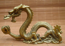 WBY---502+++Chinese Feng Shui Brass Twelve Zodiac Flying Dragon Play Ball Statue 2024 - buy cheap