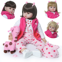 Muñeca de 19 "bebe reborn alive bonecas Reborn Baby Doll Girls soft Body de silicona con jirafa de peluche de juguete regalos 2024 - compra barato