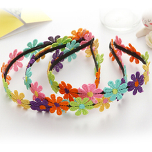 2017 Kawaii colourful flower hair lace band metal Baby girl sunflower headband children Hair Accessories Baby Headwear 2024 - buy cheap