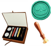 Vintage Halloween Skeleton Skull smile Picture Logo Wedding Invitation Wax Seal Sealing Stamp Sticks Spoon Gift Box Set Kit 2024 - buy cheap
