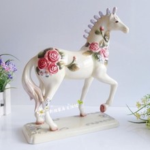 Sitting room residence furnishes porcelain plum flowers vintage animal white ceramic horse decor crafts statue home decoration 2024 - buy cheap