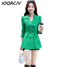 New Women Trench Coat 2019 Spring Autumn Casual Solid Color Slim Double-breasted Short Coat Female Office Windbreaker Outwear 2024 - buy cheap