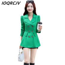 Novas Mulheres Trench Coat 2019 Primavera Outono Cor Sólida Casuais Fino Casaco Curto Trespassado Blusão Feminino Escritório Outwear 2024 - compre barato