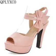 QPLYXCO Plus New Big Small Size 31-47 Peep Toe Ankle Strap High Heels(11.5CM) Sandals Platform Ladies wedding Shoes Woman 161-3 2024 - buy cheap