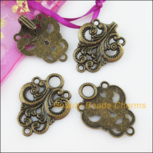Conjunto de 4 pulseras con diseño de nubes de bronce antiguo, pulsera con diseño de corazón y flores, incluye botones de tuerca 2024 - compra barato