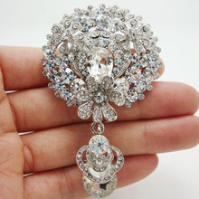 Ramo de 3 flores para novia, colgante de dama de honor, broche transparente, cristal de diamantes de imitación 2024 - compra barato
