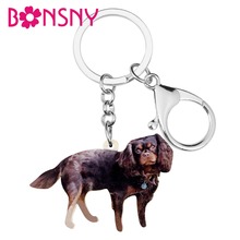 Bonsny-llaveros acrílicos con forma de perro para mujer y niña, llavero con diseño de animales, joyería bonita, bolso de coche, BILLETERA, regalo 2024 - compra barato