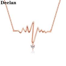 DEELAN necklaces for women Romantic ECG Crystal Wedding Jewelry Girl rose gold zircon engagement necklace fashion jewellery 2024 - buy cheap