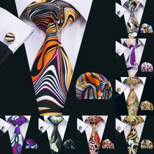 Men Tie Printed New Necktie Gravata Neckwear Barry.Wang Fashion Hanky Cufflink Set Ties For Men Wedding Party Business US-1277 2024 - buy cheap