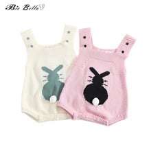 Baby Girls Bunny Knitted Bodysuit Newborn Sleeveless One-pieces Outfits Infant Cartoon Rabbit Overalls Newborn Bebes Jumpsuit 2024 - buy cheap