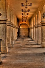 Stately Hallway chandelier column road photography backgrounds  High quality Computer print wedding backdrop 2024 - buy cheap