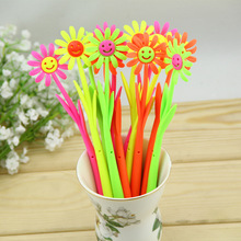 12pcs/lot Novelty Sunflowers shaped gel pen Cute Silicone smile face 0.38mm flower black ink pen Korean stationery school supply 2024 - buy cheap