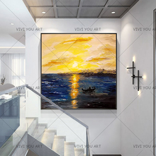 2019 New 100% Handpainted Big Size Modern Wall Art Picture Abstract Sailing Boat Thick Knife Seascape Oil Painting On Canvas 2024 - buy cheap
