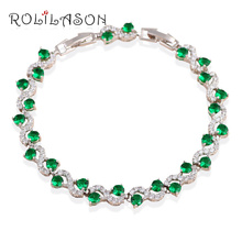 ROLILASON High Quality Jewelry for Women Green Zircon Charm Bracelets Silver Shining Wedding Fashion Jewelry TB1013 2024 - buy cheap