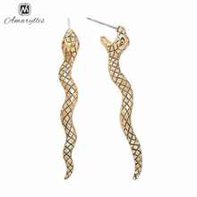 Amaiyllis Vintage Metal Eternal Snake Earrings For Women Chunky Long Animal Pendant Dangle Earrings Fashion Jewelry Drop Earring 2024 - buy cheap