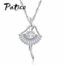 Fashion 925 Sterling Silver  Necklace Dance BALLET Girl Pendant Necklace Chain Pendant AAA CZ Crystal Stone Jewelry Party 2024 - buy cheap