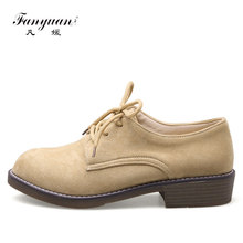 Fanyuan 2018 fashion flock casual ladies oxfords shoes comfort round toe shoes women lady flat simple lace-up women oxford shoes 2024 - buy cheap