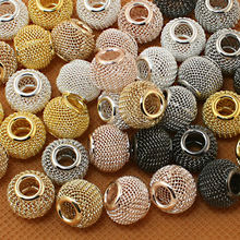11x14mm 30pcs Round Ball Big Hole Mesh Net Metal DIY Beads for Jewelry Making Fit Fashion European Charms Bracelet Handmade 2024 - buy cheap