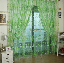 flower design fininshed rustic organza tulle Beautiful Sheer Curtains Window Cortinas for Room, green pink 2024 - buy cheap