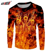 UJWI Winter Loose Sports Man Sweatshirt 3D Printed Hip Hop Men's Oversized 6XL Pullover Funny Dance Flame Skulls 2024 - buy cheap