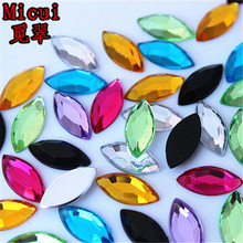 Micui-strass de cristal acrílico com costas lisas, 100 peças, 7x15mm, strass sem adesivo, pedras de cristal transparentes mc663 2024 - compre barato