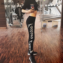 Hibubble Letters Printed Yoga Pant Leggings For Fitness Women Breathable Leggings Female Sports Pants Yoga Running Large Size 2024 - buy cheap