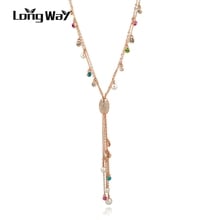 LongWay-Colgante Multicolor con borlas para mujer, collar con perlas de imitación de cristal, Color dorado, largo, Sne160128 2024 - compra barato