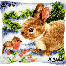 Handmade embroidery pillow latch hook making kits print fabric rabbits carpet Unfinished Crocheting Rug Kits Yarn Pillowcase 2024 - buy cheap