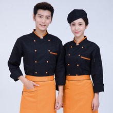Uniforme de chef de cozinha com manga comprida, roupa de trabalho para homens e mulheres, uniforme de cozinha e hotel, restaurante 2024 - compre barato