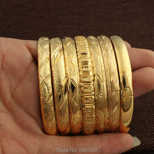 Newest Dubai Gold Bangles For Women Men18k Gold Color Wide 8MM Bracelets African/European/Ethiopia Jewelry Bangles 2024 - buy cheap