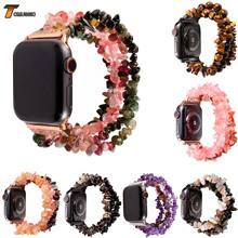 Женский браслет с кристаллами для Apple Watch Series 1, 2, 3, 4, 5, эластичный браслет с драгоценными камнями, 38 мм, 40 мм, 42 мм, 44 мм 2024 - купить недорого