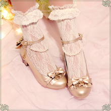 Cosplay shoes Lolita stars pearl lace Bowknot Princess note girl shoes JK Uniform Lolita High Heel Student Shoes 2024 - buy cheap