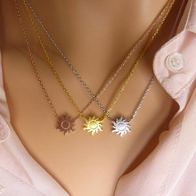 Minimalism Sun Necklaces For Women Rose Gold Jewelry Friendship Gift Stainless Steel Long Chain Sunburst Necklace Collier Femme 2024 - buy cheap