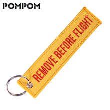 POMPOM Remove Before Flight Key ring Keychains OEM Chains For Aviation Gifts Jewelry Key Fob Orange Embroidery Keyhoder KeyRing 2024 - buy cheap