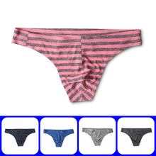 Sexy Ice Silk Bikini Gay Men Underwear Men Thong G String Homme Jockstrap Men's Briefs Male Sexy Pouch Stripe Panties 2024 - buy cheap