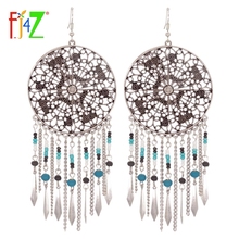 Pendientes con flecos bohemios para mujer, aretes con flecos, Estilo Vintage, flor hueca, aretes Grandes, colgantes, aretes Grandes 2024 - compra barato