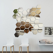 3D 12 шт шестигранные акриловые зеркальные настенные наклейки DIY художественные наклейки для декора стен домашний декор зеркальные декоративные наклейки для гостиной 2024 - купить недорого