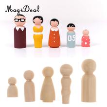 MagiDeal Wooden Family DIY Crafts Peg Dolls Miniature People Doll Figurine Craft Vintage Home Decoration Accessories Cake Topper 2024 - buy cheap