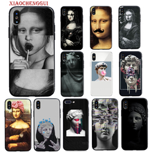 Mona Lisa Art David lines Black Soft Shell Phone Cover for iPhone 8 7 6 6S Plus X XS MAX 5 5S XR 11 12 mini pro max se2020 Cases 2024 - buy cheap