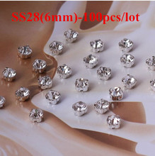 Diamantes de imitación SS28, cristal transparente para coser, garra plana para vestidos, decoración de ropa, accesorios de costura, 6mm, S04 2024 - compra barato