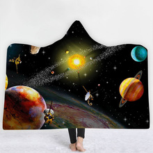 Universe Starry Sky Printed Microfiber Hooded Blanket for Adults Kids Sherpa Fleece Galaxy Wearable Throw Blankets on The Sofa 2024 - buy cheap