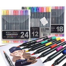 Caneta marcador, 12/18/24 cores, pontas duplas, aquarela, pincel, marcadores para artista, mangá, pintura, desenho, suprimentos 2024 - compre barato