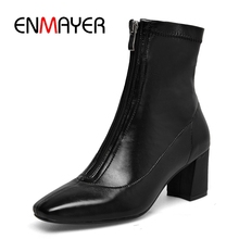 Enmayer-botas femininas de cano curto com zíper, cor sólida, tamanhos 34-43, zyl963 2024 - compre barato