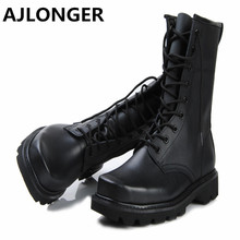 Male genuine leather boots plus size combat and steel head steel high tooling boots. 2024 - buy cheap