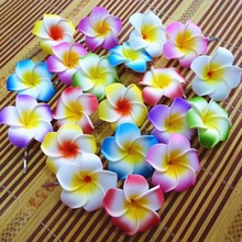 50 assorted color Foam Hawaiian Plumeria flower Frangipani Flower bridal hair clip 4.5cm 2024 - buy cheap